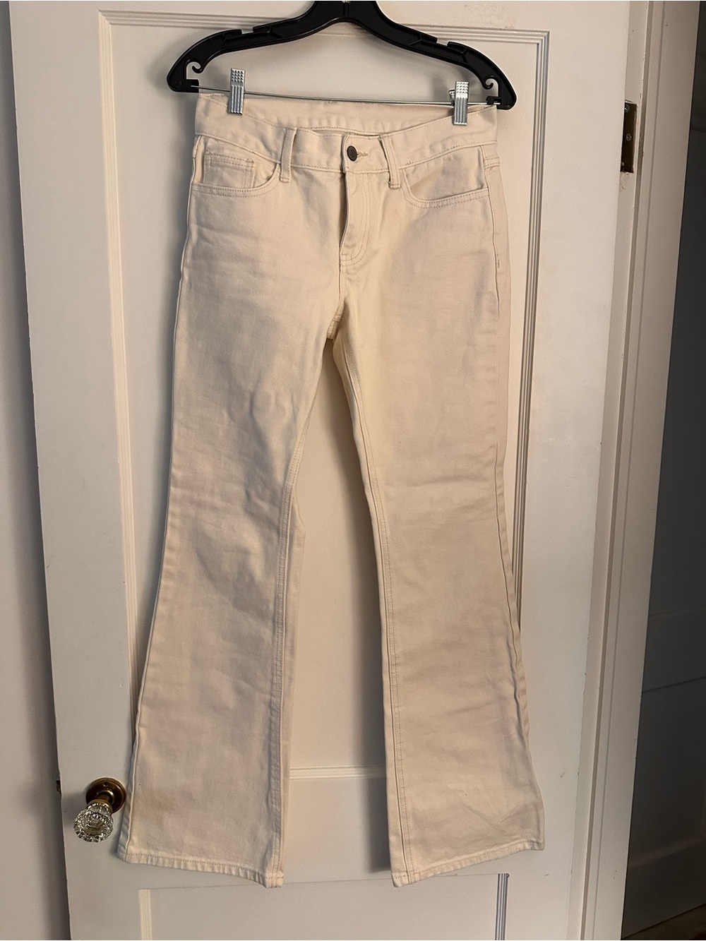 High-Rise Cream Flare Jeans — Women